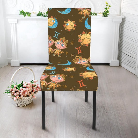 Cute Cartoon Gemini Pattern Print Dining Chair Slipcover