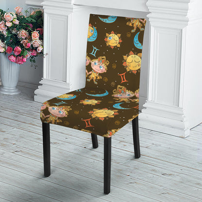 Cute Cartoon Gemini Pattern Print Dining Chair Slipcover