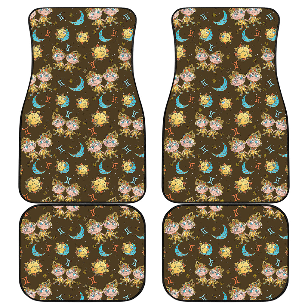 Cute Cartoon Gemini Pattern Print Front and Back Car Floor Mats