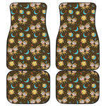 Cute Cartoon Gemini Pattern Print Front and Back Car Floor Mats