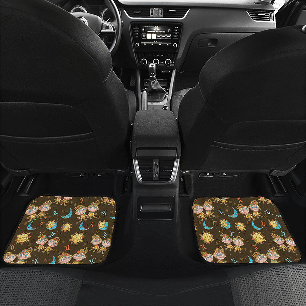 Cute Cartoon Gemini Pattern Print Front and Back Car Floor Mats