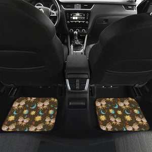 Cute Cartoon Gemini Pattern Print Front and Back Car Floor Mats