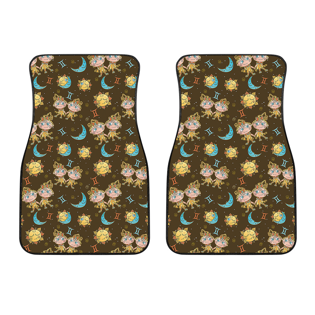 Cute Cartoon Gemini Pattern Print Front Car Floor Mats