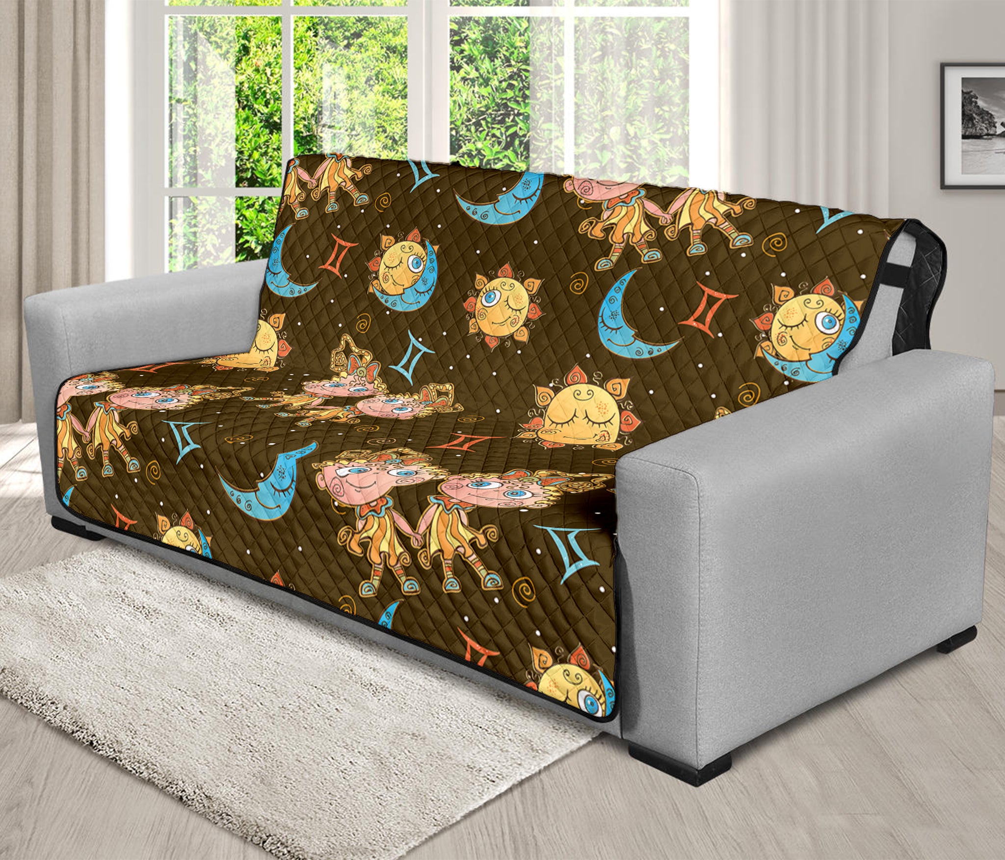 Cute Cartoon Gemini Pattern Print Futon Protector