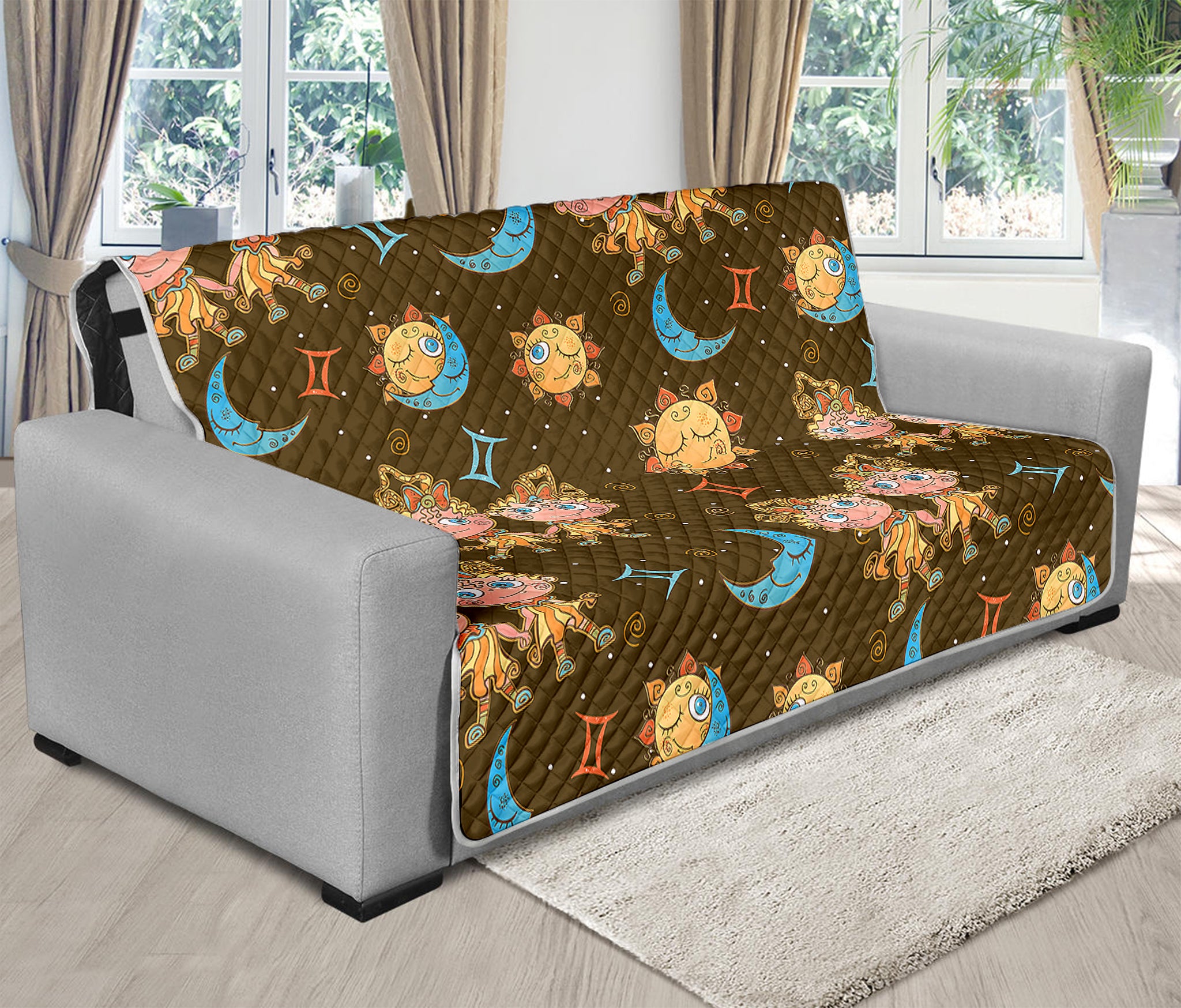 Cute Cartoon Gemini Pattern Print Futon Protector