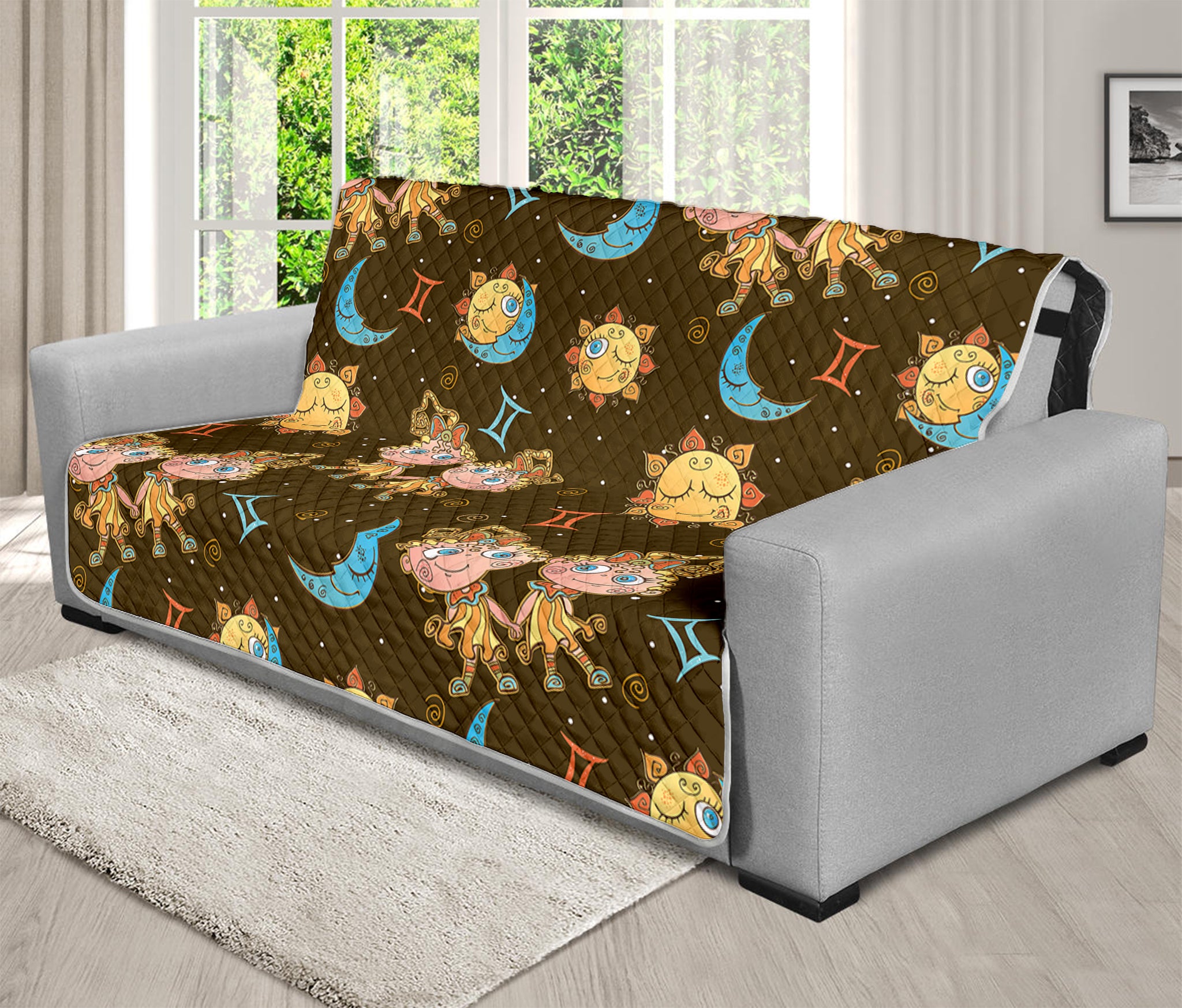 Cute Cartoon Gemini Pattern Print Futon Protector