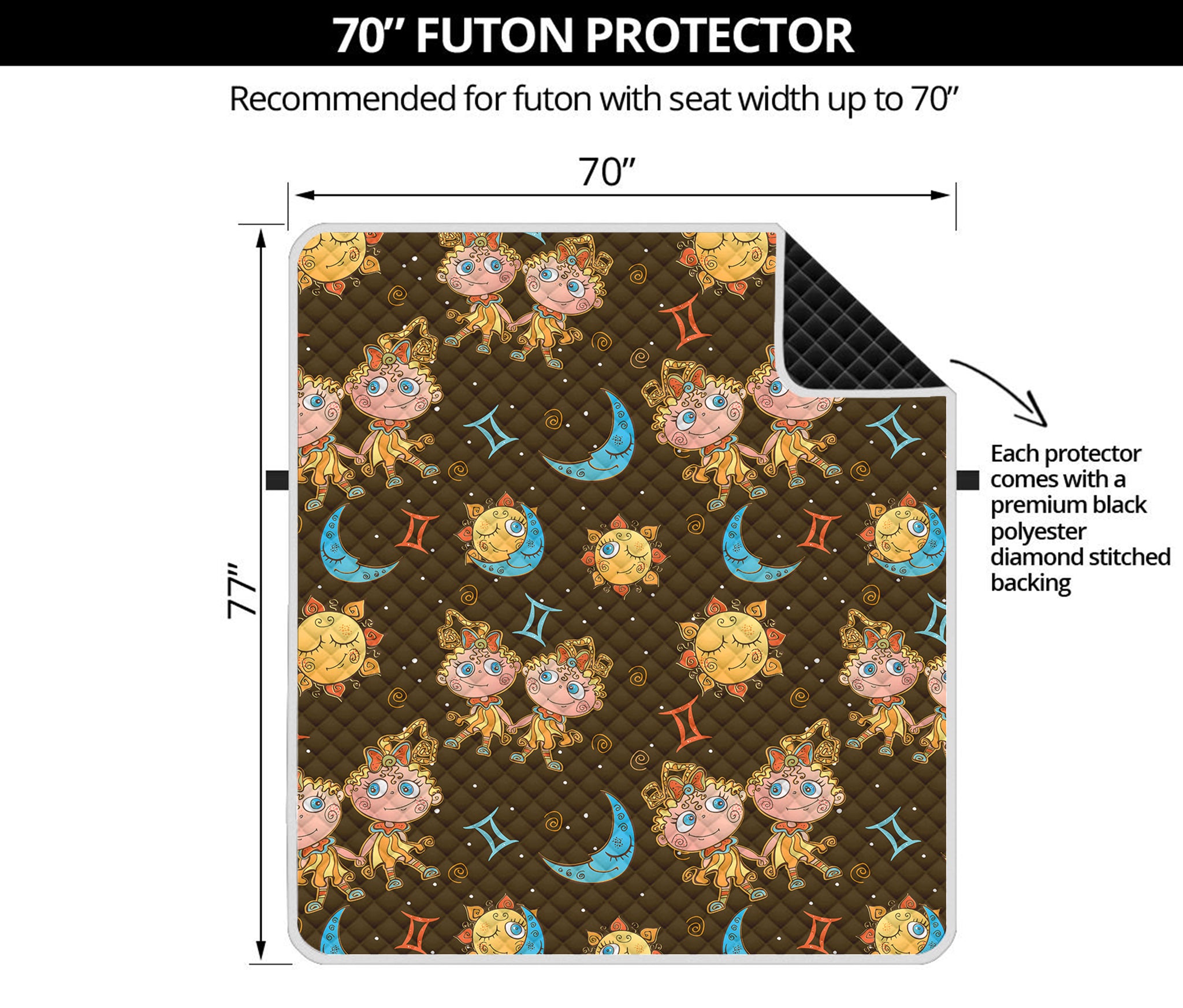 Cute Cartoon Gemini Pattern Print Futon Protector