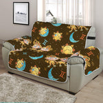 Cute Cartoon Gemini Pattern Print Half Sofa Protector