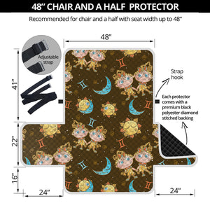 Cute Cartoon Gemini Pattern Print Half Sofa Protector