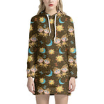 Cute Cartoon Gemini Pattern Print Hoodie Dress