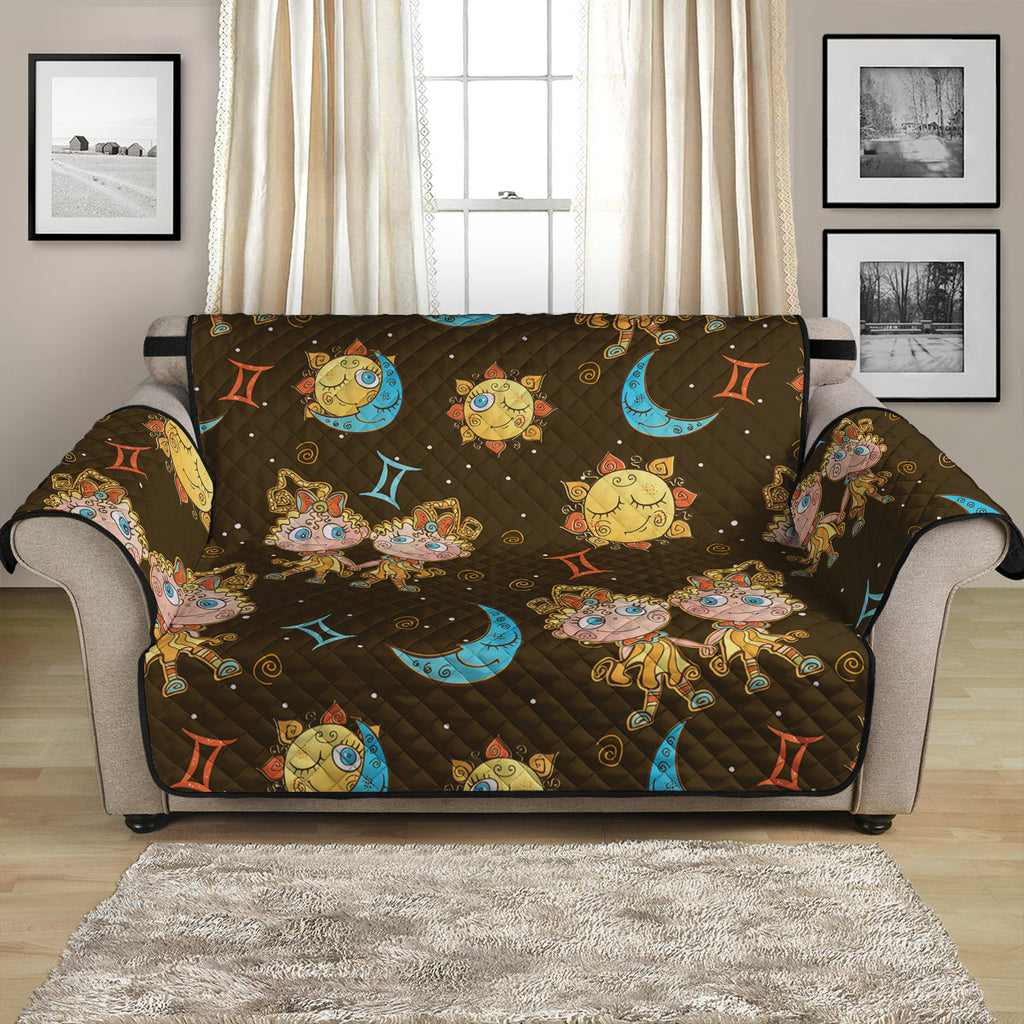 Cute Cartoon Gemini Pattern Print Loveseat Protector