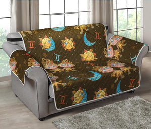 Cute Cartoon Gemini Pattern Print Loveseat Protector