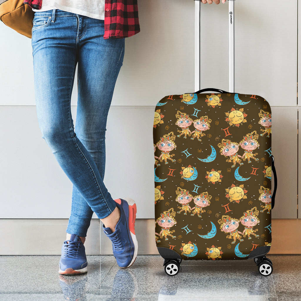 Cute Cartoon Gemini Pattern Print Luggage Cover