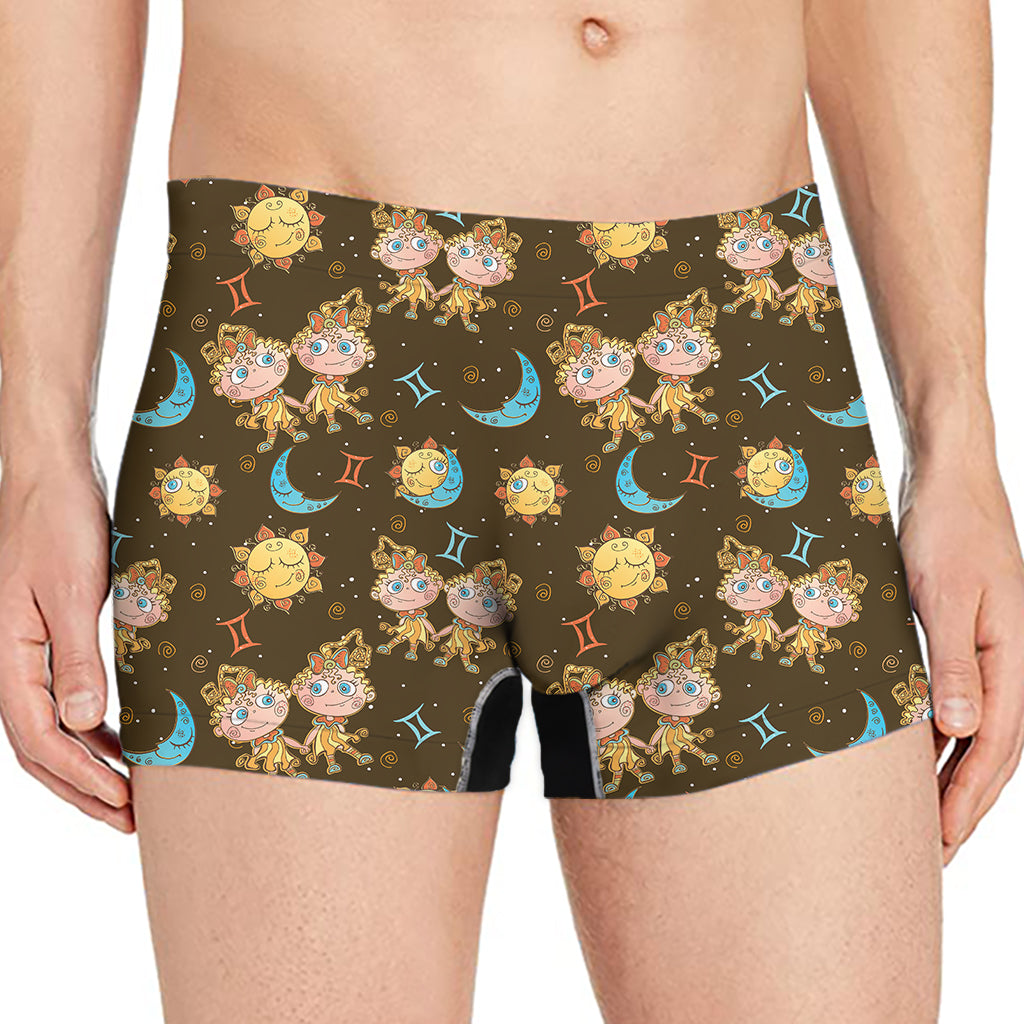 Cute Cartoon Gemini Pattern Print Men's Boxer Briefs