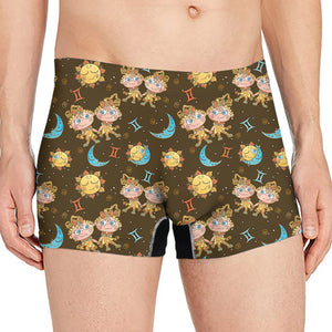 Cute Cartoon Gemini Pattern Print Men's Boxer Briefs