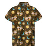 Cute Cartoon Gemini Pattern Print Men's Short Sleeve Shirt