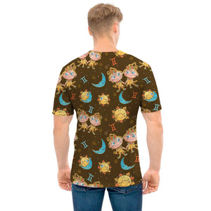 Cute Cartoon Gemini Pattern Print Men's T-Shirt