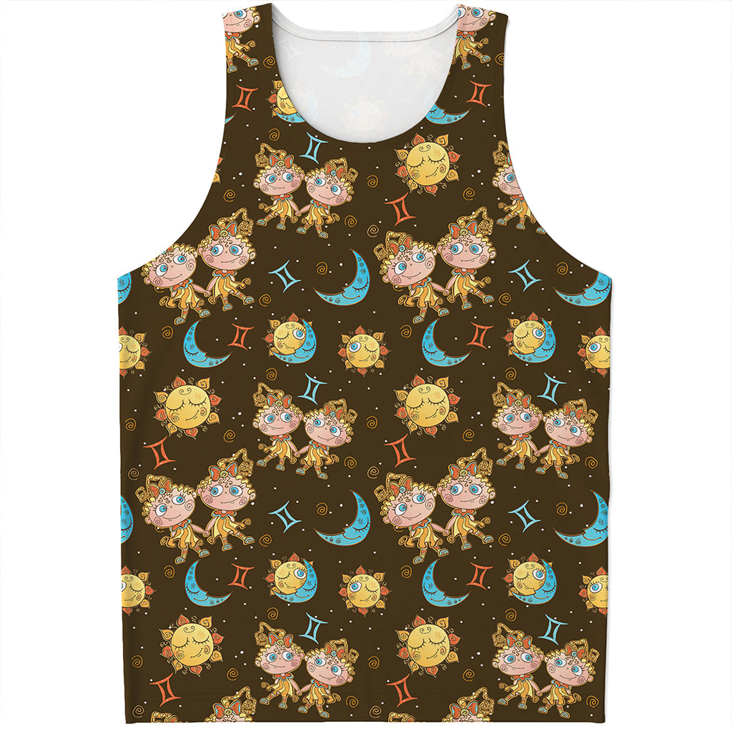 Cute Cartoon Gemini Pattern Print Men's Tank Top