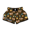 Cute Cartoon Gemini Pattern Print Muay Thai Boxing Shorts