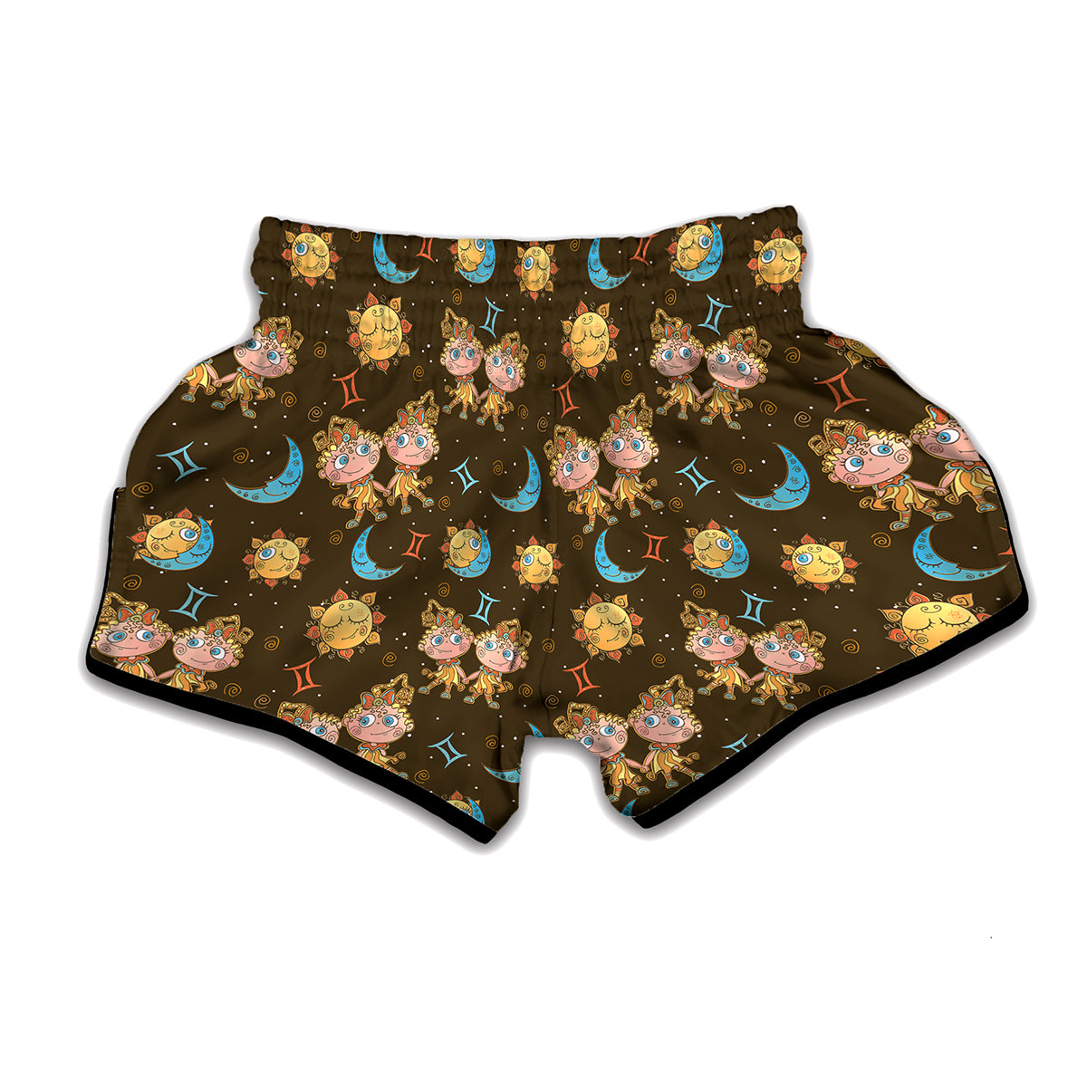 Cute Cartoon Gemini Pattern Print Muay Thai Boxing Shorts