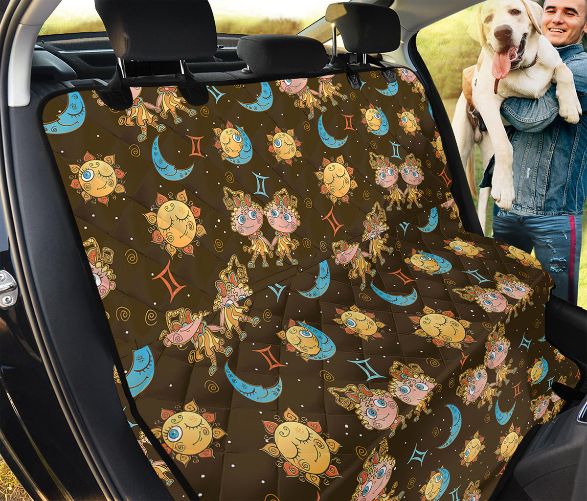 Cute Cartoon Gemini Pattern Print Pet Car Back Seat Cover