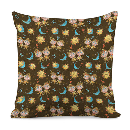 Cute Cartoon Gemini Pattern Print Pillow Cover