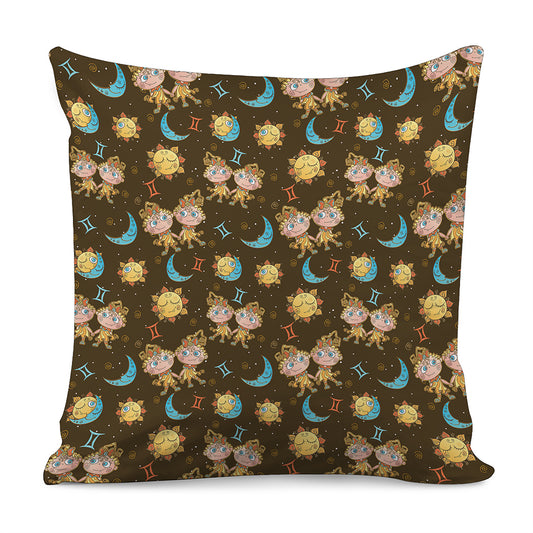 Cute Cartoon Gemini Pattern Print Pillow Cover