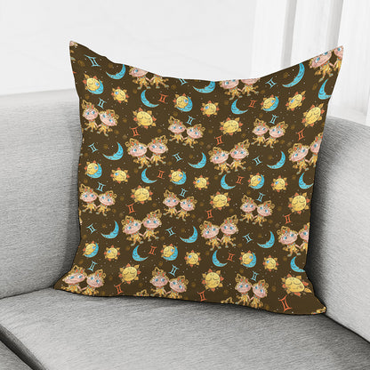 Cute Cartoon Gemini Pattern Print Pillow Cover