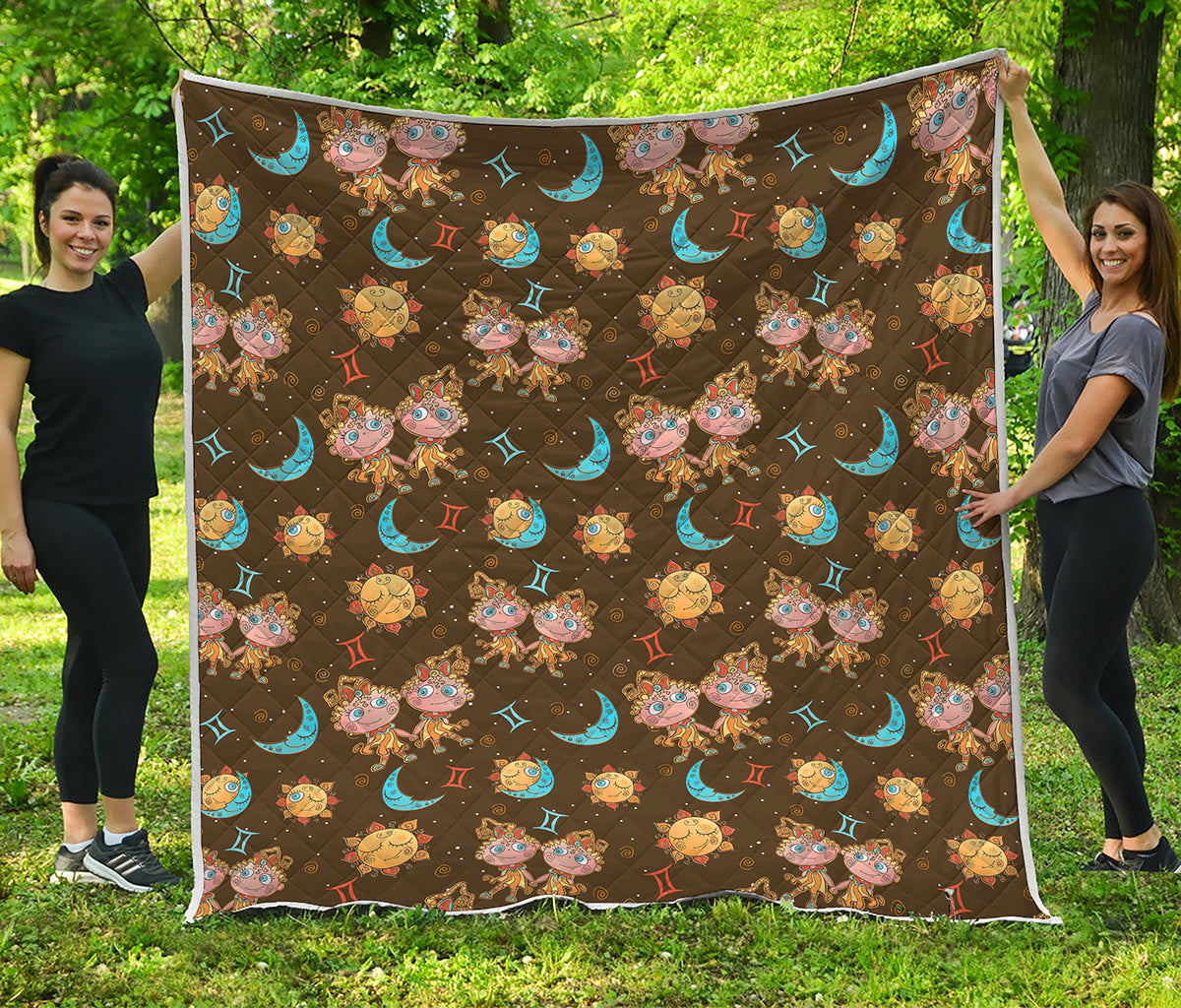 Cute Cartoon Gemini Pattern Print Quilt