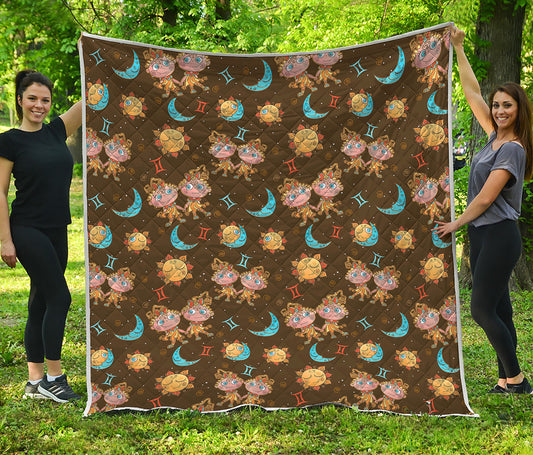 Cute Cartoon Gemini Pattern Print Quilt