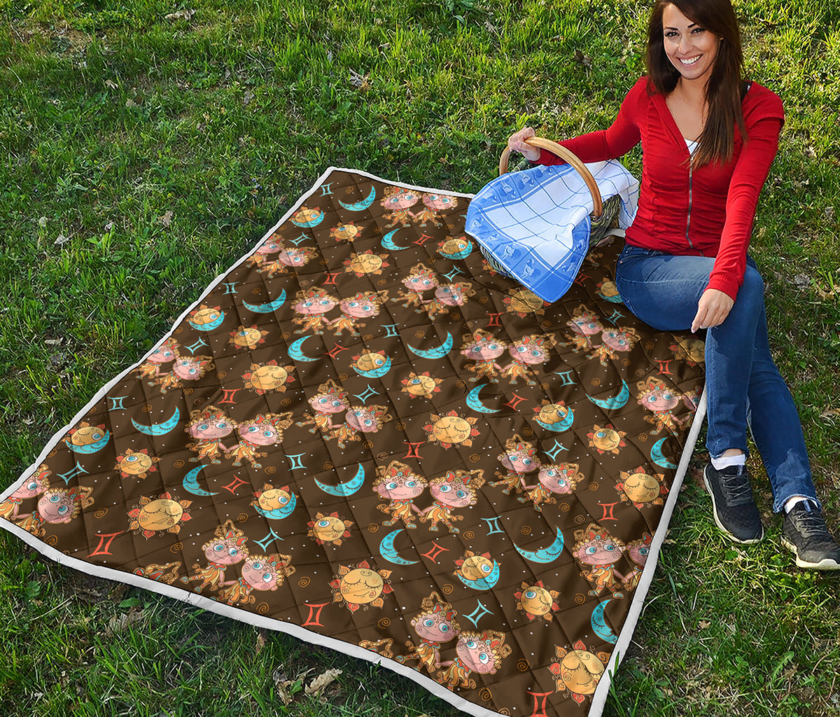 Cute Cartoon Gemini Pattern Print Quilt
