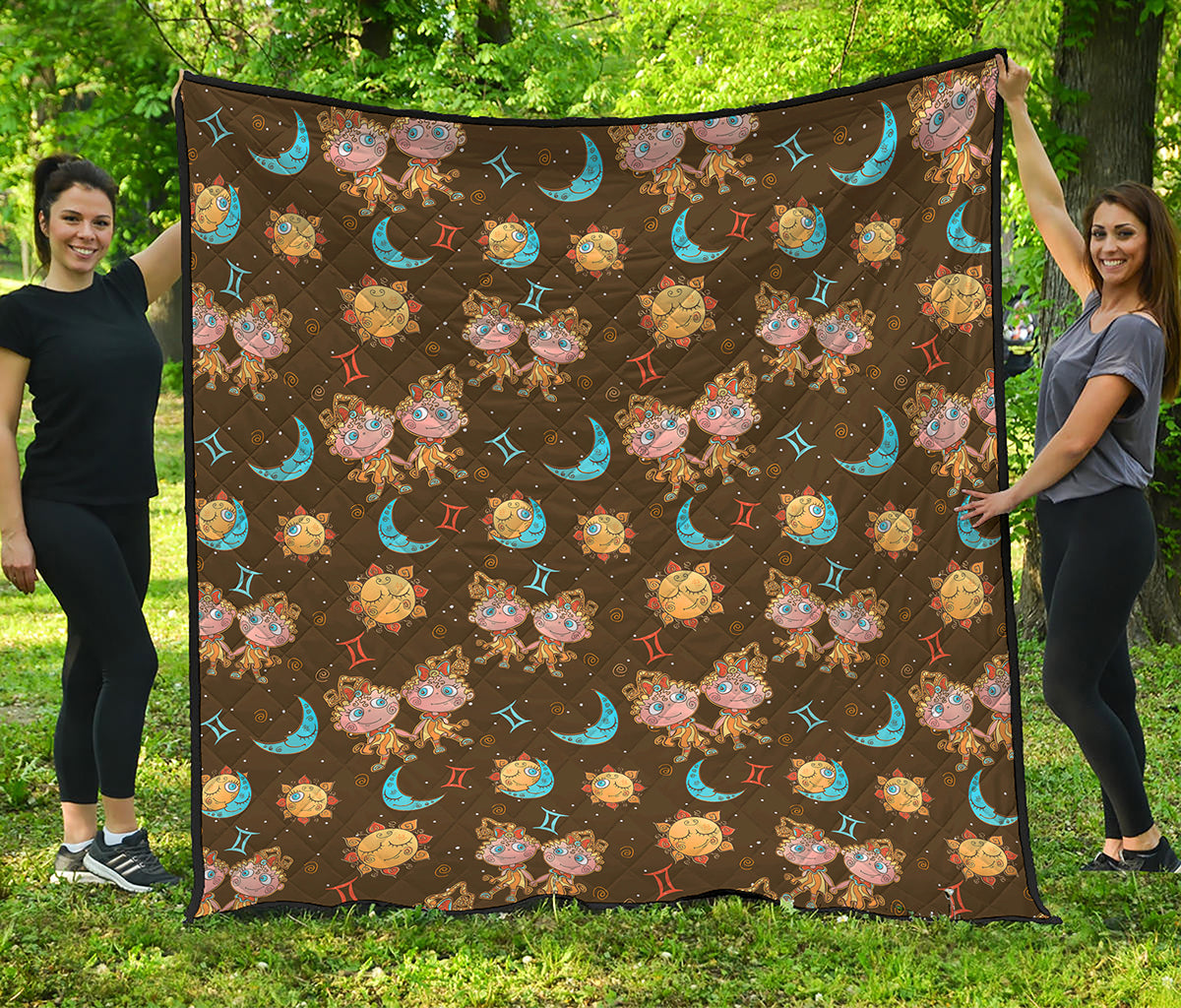 Cute Cartoon Gemini Pattern Print Quilt