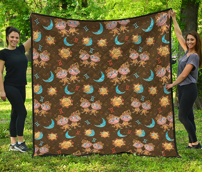 Cute Cartoon Gemini Pattern Print Quilt