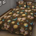 Cute Cartoon Gemini Pattern Print Quilt Bed Set