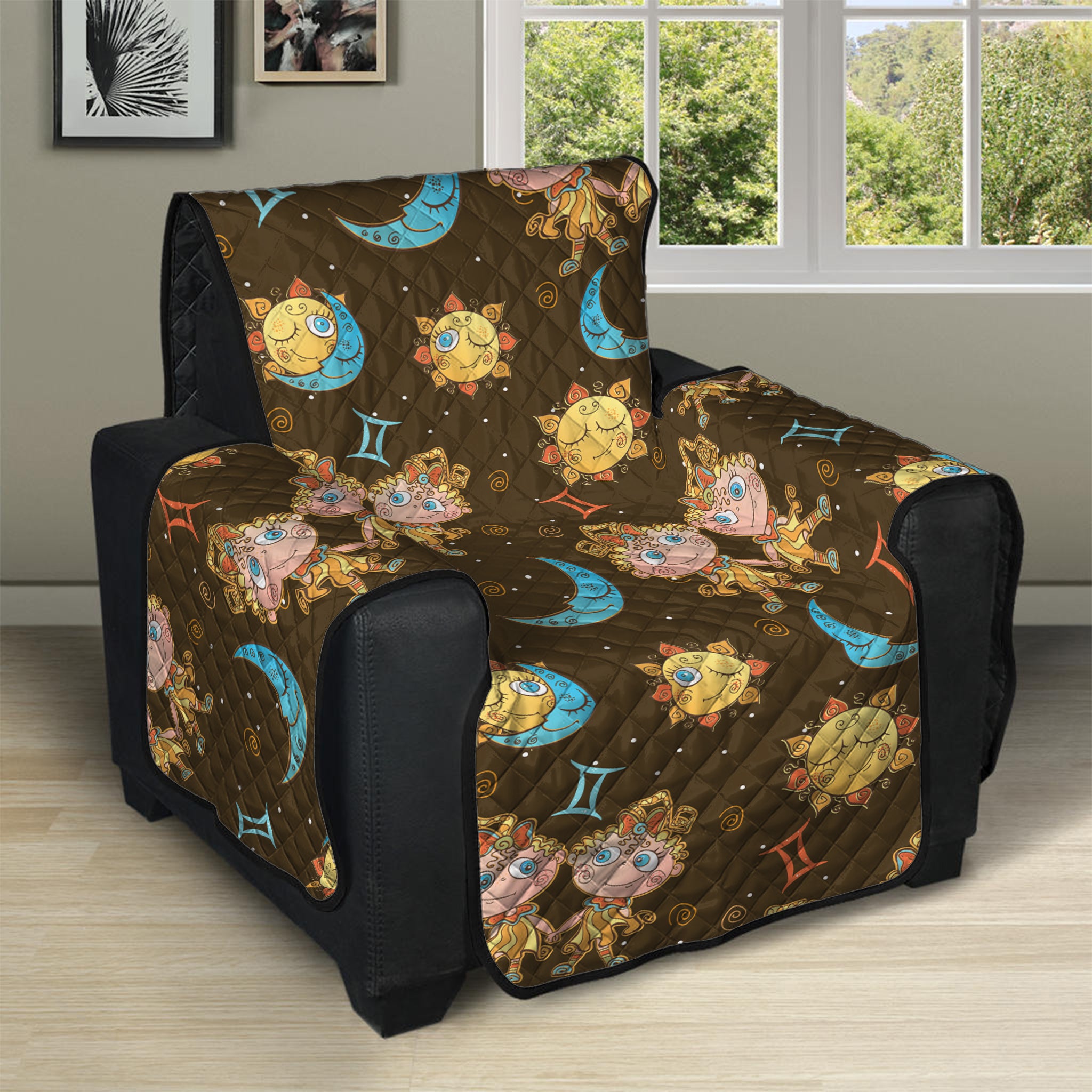 Cute Cartoon Gemini Pattern Print Recliner Protector