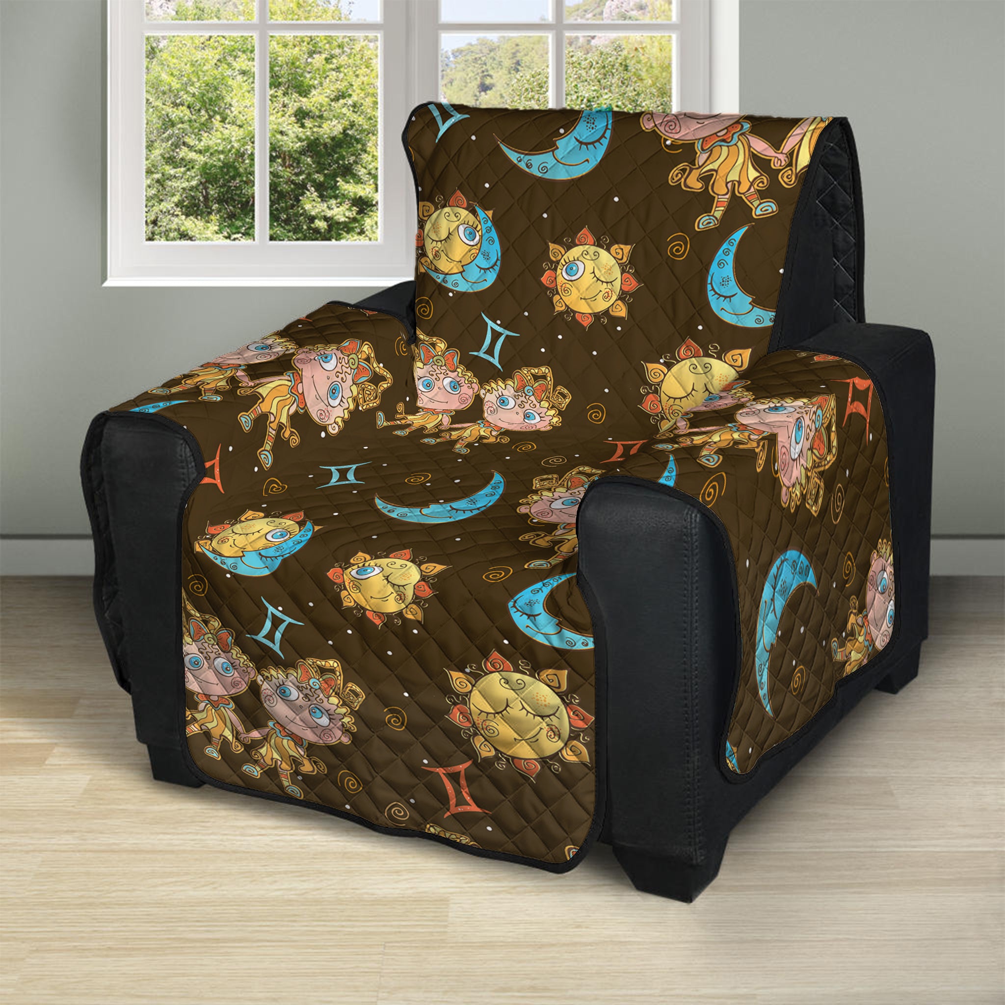 Cute Cartoon Gemini Pattern Print Recliner Protector