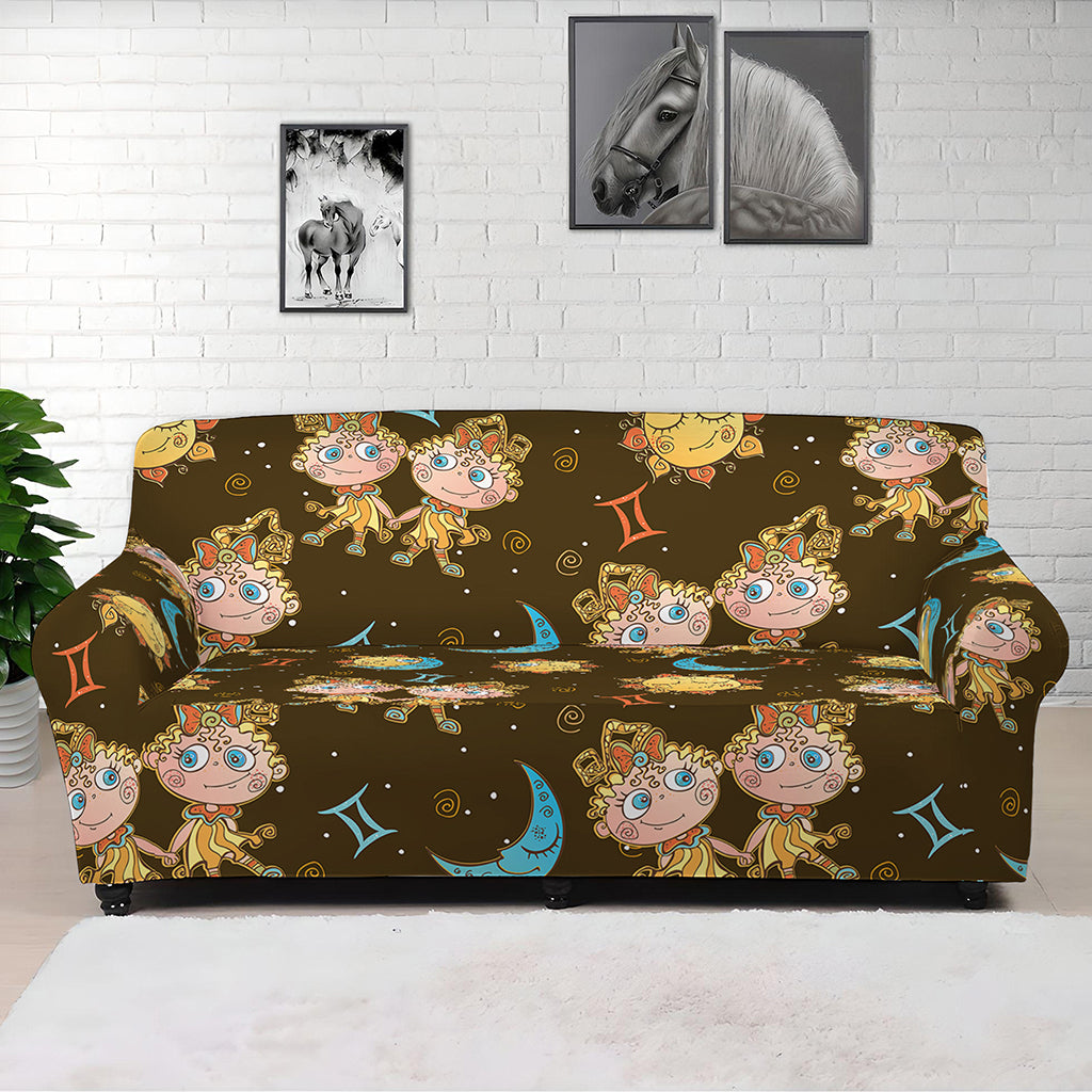 Cute Cartoon Gemini Pattern Print Sofa Cover