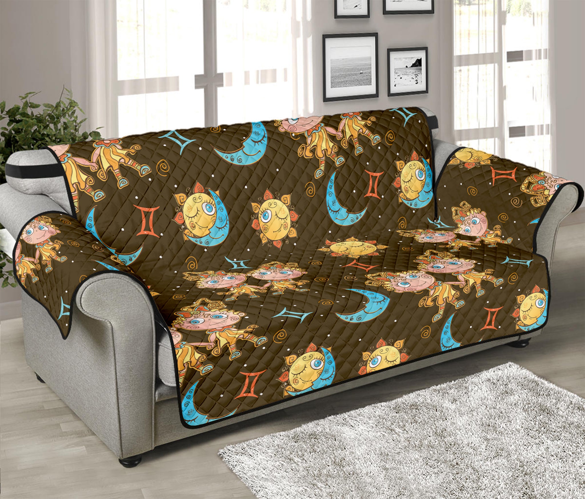 Cute Cartoon Gemini Pattern Print Sofa Protector