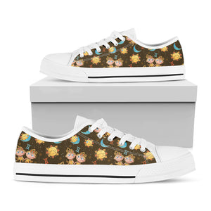 Cute Cartoon Gemini Pattern Print White Low Top Shoes