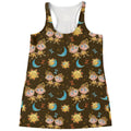 Cute Cartoon Gemini Pattern Print Women's Racerback Tank Top