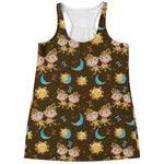 Cute Cartoon Gemini Pattern Print Women's Racerback Tank Top