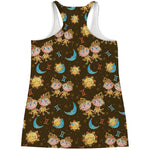 Cute Cartoon Gemini Pattern Print Women's Racerback Tank Top