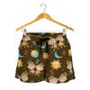 Cute Cartoon Gemini Pattern Print Women's Shorts