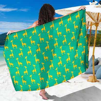 Cute Cartoon Giraffe Pattern Print Beach Sarong Wrap