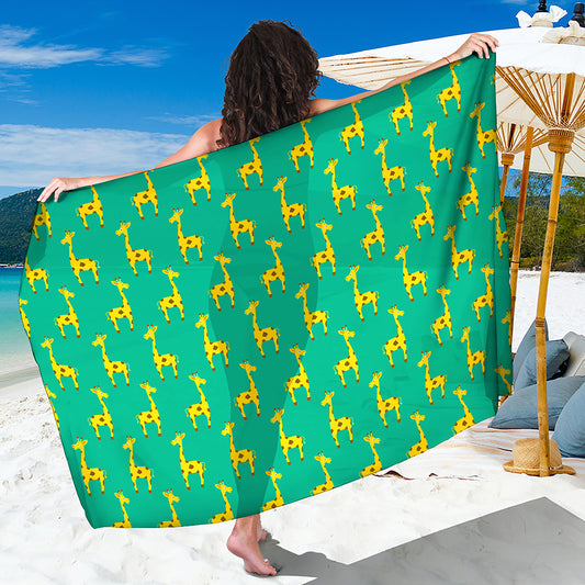 Cute Cartoon Giraffe Pattern Print Beach Sarong Wrap
