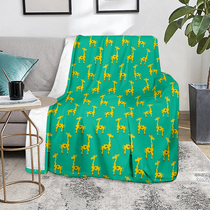 Cute Cartoon Giraffe Pattern Print Blanket