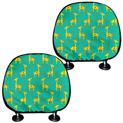 Cute Cartoon Giraffe Pattern Print Car Headrest Covers