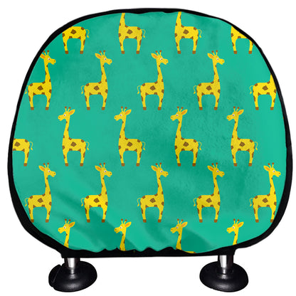 Cute Cartoon Giraffe Pattern Print Car Headrest Covers
