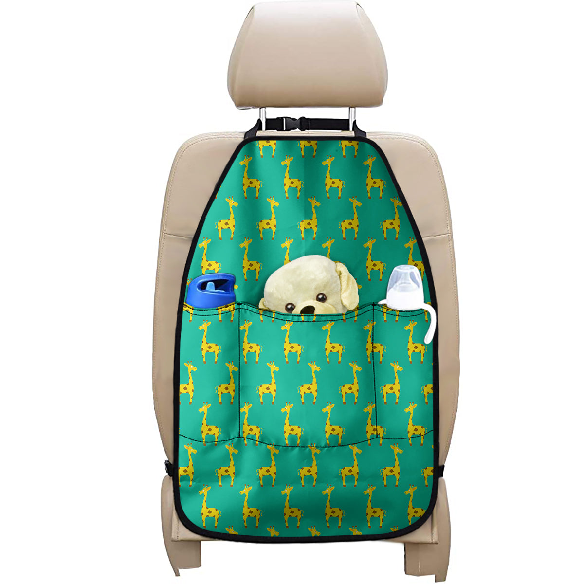 Cute Cartoon Giraffe Pattern Print Car Seat Organizers
