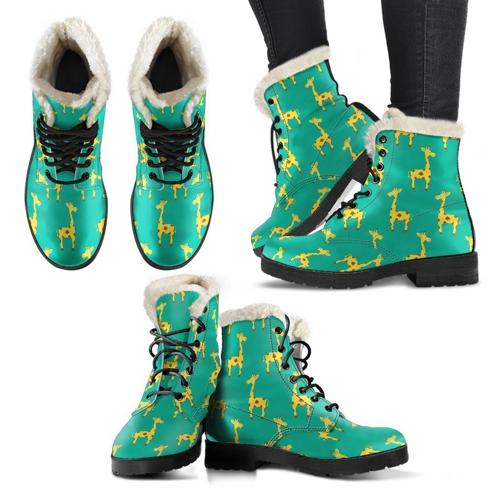 Cute Cartoon Giraffe Pattern Print Comfy Boots GearFrost